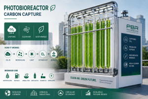 Photobioreactor carbon capture system using microalgae to absorb CO₂ and produce clean oxygen